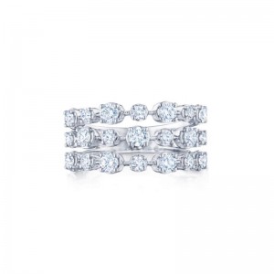 Kwiat 18k White Gold "Starry Night" Three Row Diamond Band