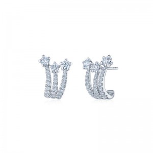 Kwiat 18k White Gold  "Starry Night" Three Row Huggie Earrings.