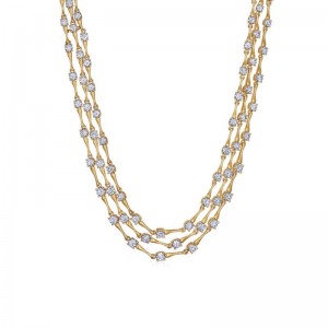 Kwiat 18k Yellow Gold Three Strand Diamond Necklace (97) Round Diamonds 8.10 ctw (GH - VS2-SI1)