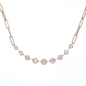 Kwiat 18k Yellow Gold "Starry Night" Diamond Smiley Necklace  16" Paperclip Chain (9) Round Diamonds 1.3