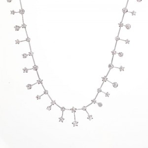 Kwiat 18k White Gold "Star-Set" Diamond Necklace (46) Round Diamonds 2.32 ctw (GH - VS2-SI1)