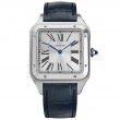 Cartier Santos-Dumont Watch, Extra-Large Model, Hand-Wound Mechanical Movement, Steel, Leather