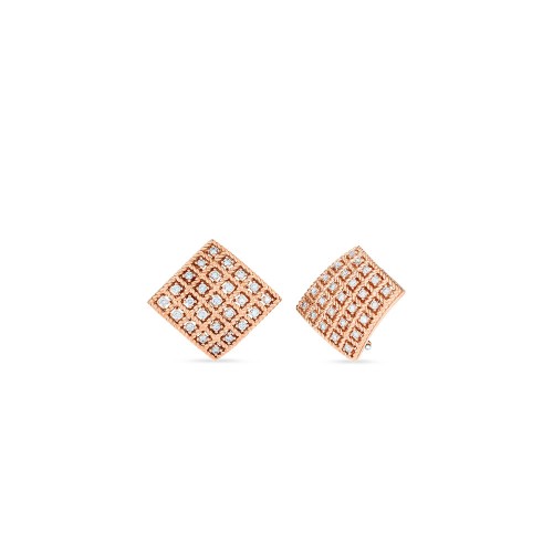 Roberto Coin Rose Gold Barocco Diamond Stud Earrings