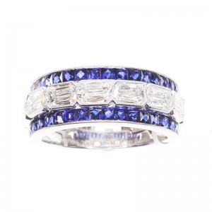 Kwiat Platimun East-West Diamond & Sapphire Partway Band