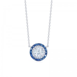 Kwiat 18k White Gold "Silhouette" Diamond and Sapphire Pendant  (1) Round Brilliant Diamond 0.60 ct (G, S