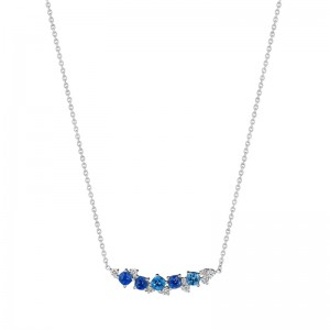 Penny Preville 18k White Gold Ombre Sapphire Cluster Necklace