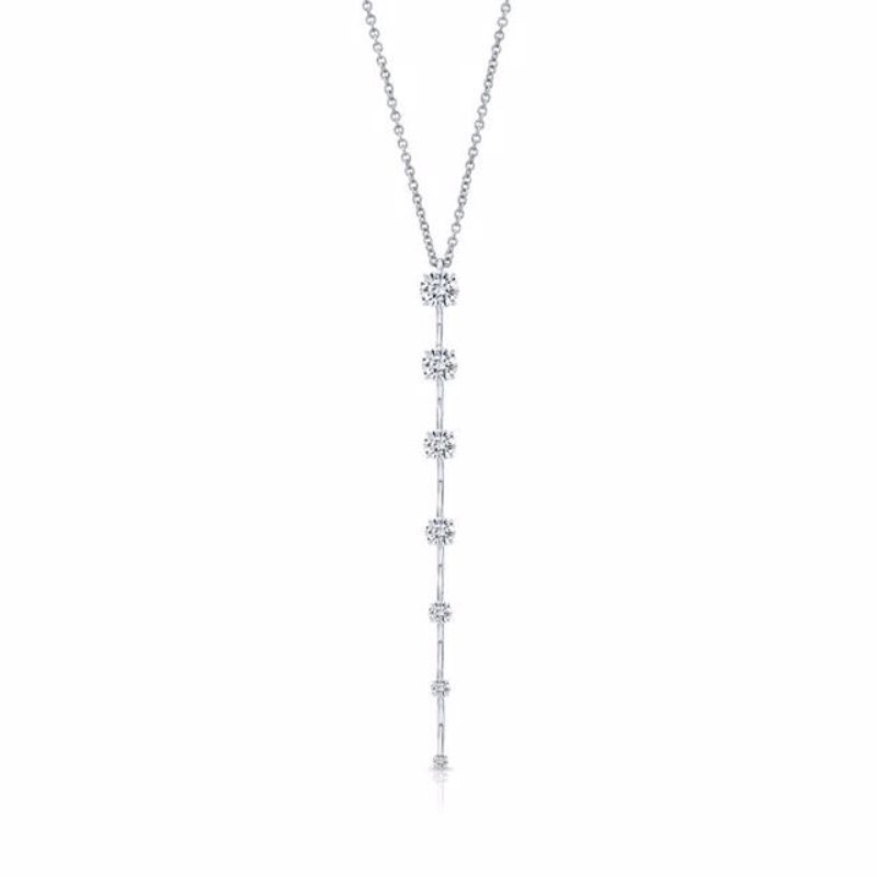 Rahaminov White Gold Diamond Bar Pendant Necklace