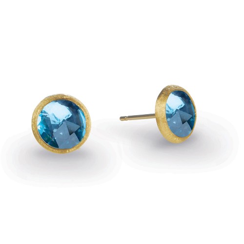 Marco Bicego Jaipur Collection Yellow Gold Blue Topaz Stud Earrings.