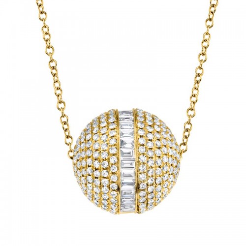 Yellow Gold Diamond Baguette Barrel Pendant