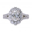 18k White Gold 1.01 Carat Cushion Cut Diamond Halo Ring