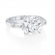 Platinum 3-Stone Round Brilliant Cut Diamond Engagement Ring with 3.06ct Center