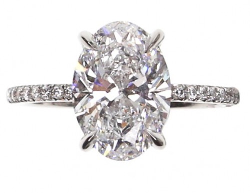 Platinum 3.06 Carat Oval Diamond Engagement Ring