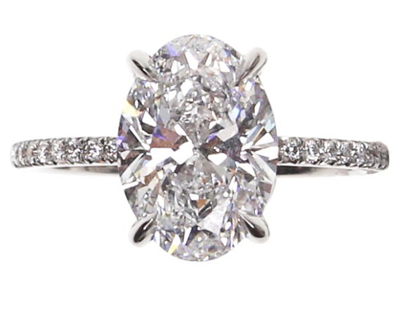 Platinum 3.06 Carat Oval Diamond Engagement Ring