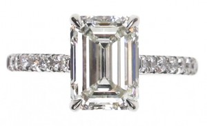 Platinum 3.06 Carat Emerald Cut Diamond Engagement Ring