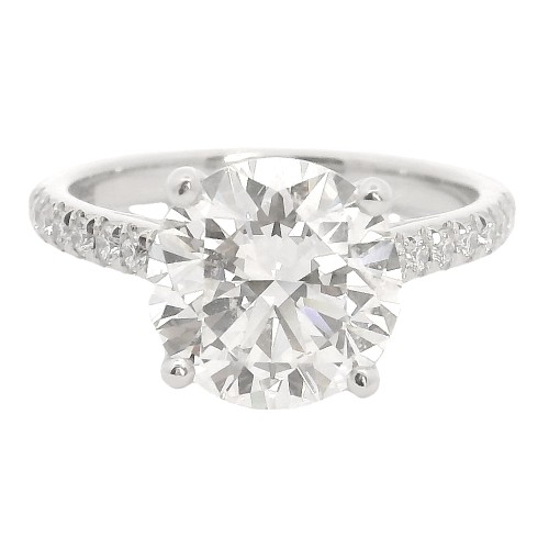 Platinum 3.06 Carat Round Brilliant Diamond Engagement Ring