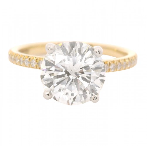 18k Yellow Gold 2.15 Carat Round Diamond Engagement Ring