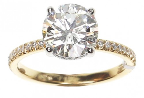 18k Yellow Gold 2.15 Carat Round Diamond Engagement Ring