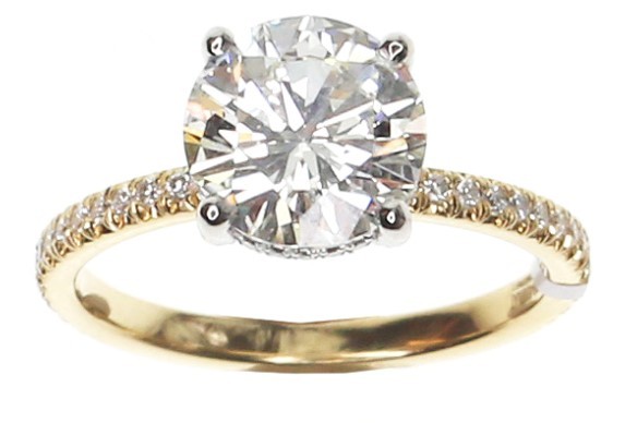 18k Yellow Gold 2.15 Carat Round Diamond Engagement Ring