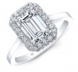 18k White Gold 1.80 Carat Emerald Cut Diamond Halo Ring