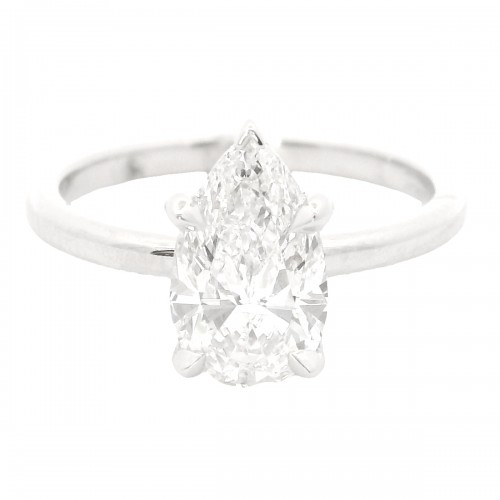 Platinum 1.50 Carat Pear Shape Diamond Solitaire Engagement Ring