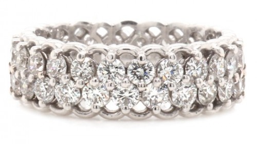 Platinum Double Row Eternity Band with Round Diamonds Totaling  2.24 Carats