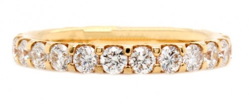 18k Yellow Gold Eternity Band with 24 Round Diamonds Totaling 1.50 Carats