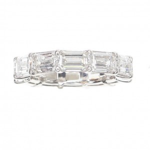 Platinum East-West Eternity Band Set WIth  Emerald Cut Diamonds Totaling 5.00 Carats