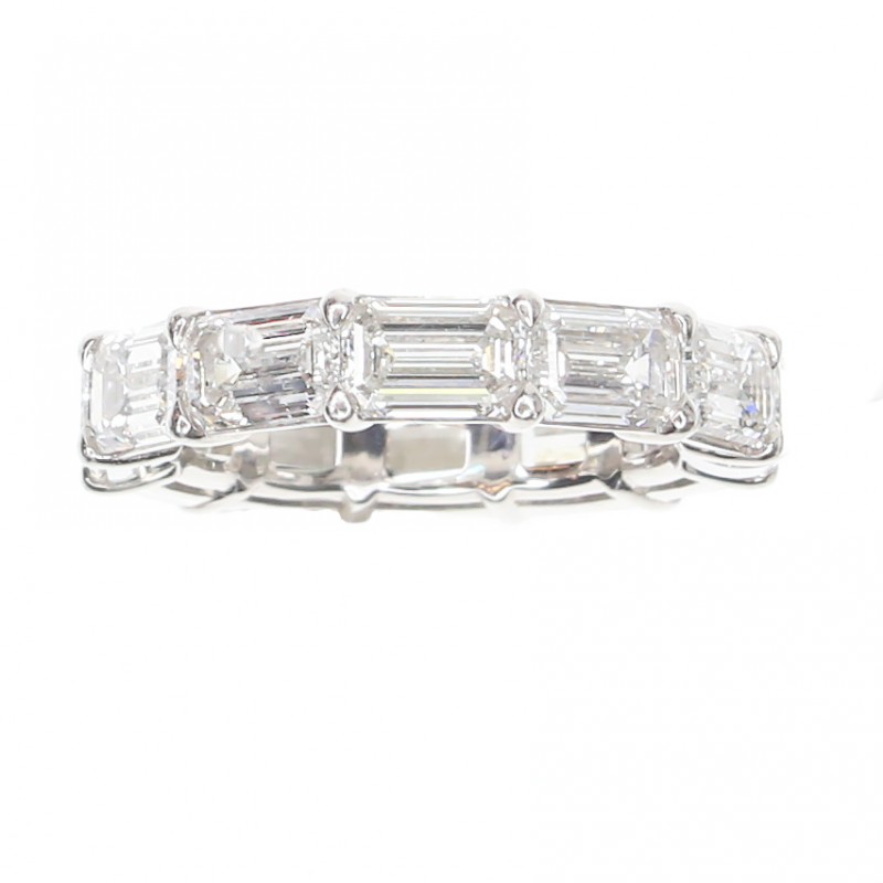 Platinum East-West Eternity Band Set WIth  Emerald Cut Diamonds Totaling 5.00 Carats