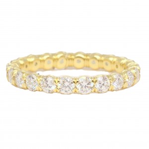 18k Yellow Gold "Silk Prong" Set Full Diamond Band