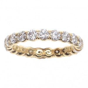 18k Yellow Gold "Flush Fit" Prong Set Diamond Eternity Band