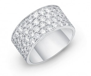 18k White Gold "Pave Silk" Half Round Band