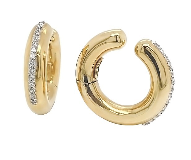 18k Yellow Gold Non-Pierced Hoop Earrings