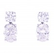 18k White Gold Oval Shape & Round Brilliant Diamond Drop Earrings