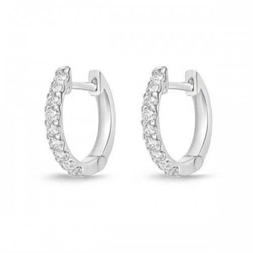 White Gold Diamond Huggie Earrings