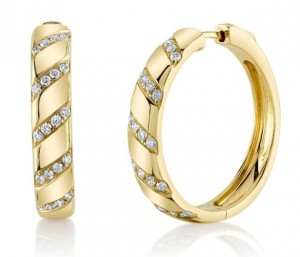 14k Yellow Gold Diamond Hoop Earrings with 0.43 Carats of Diamonds.