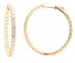 18k Yellow Gold Diamond Medium Hinged "Inside-Out" Hoop Earrings