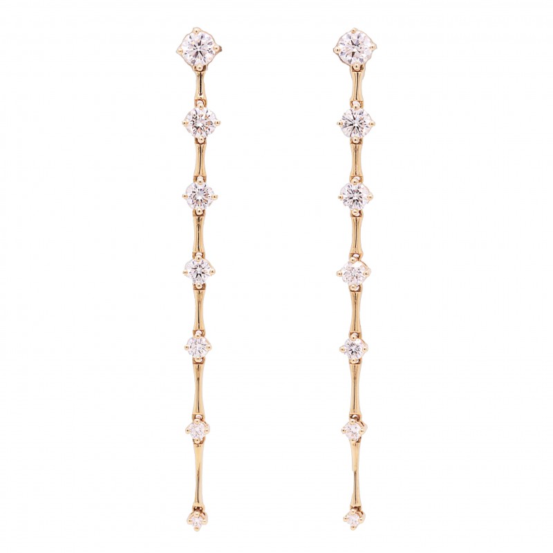 18k Yellow Gold Cadence Diamond Drop Earrings