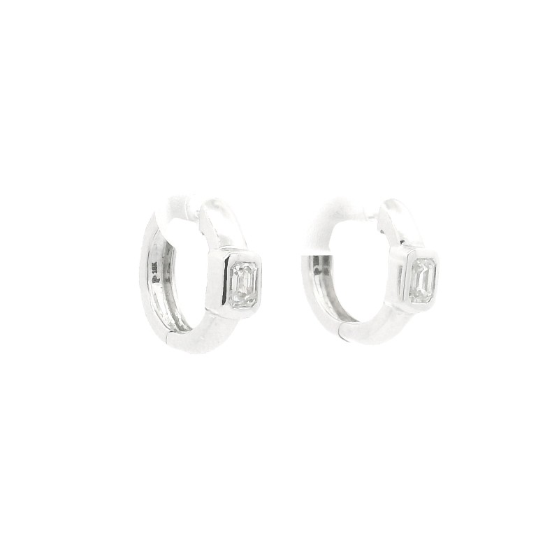 Penny Preville 18k White Gold Bezel Set Diamond Huggie Earrings