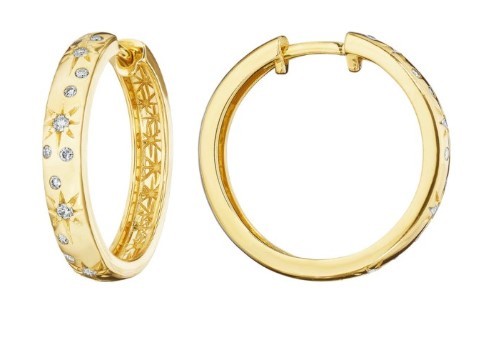 Penny Preville 18k Yellow Gold Thin Galaxy Diamond Hoops