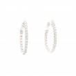 18k White Gold Oblong Diamond Hoop Earrings