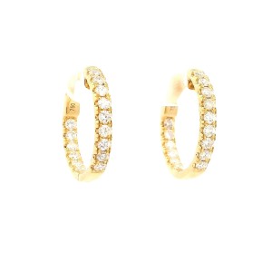 18k Yellow Gold Diamond Huggie Hoops