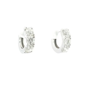 18k White Gold Diamond Huggie Hoops