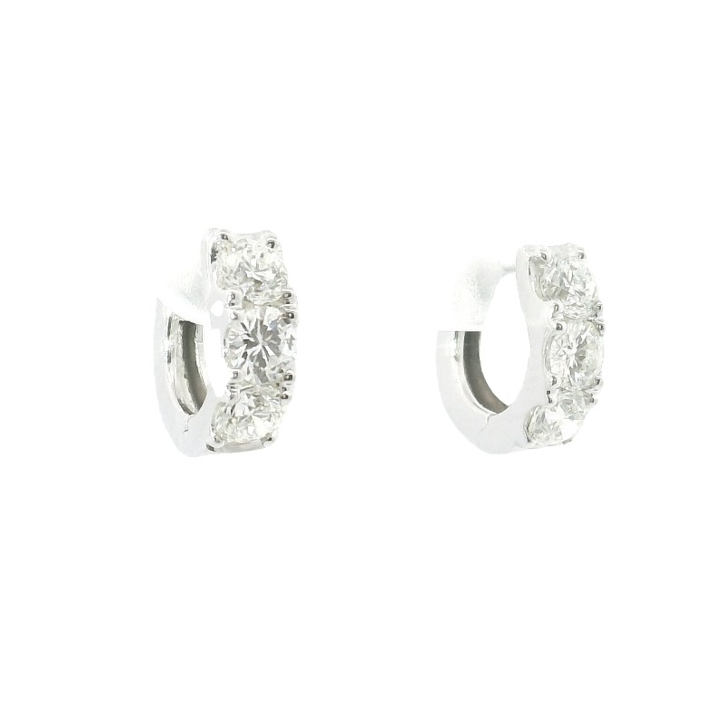 18k White Gold Diamond Huggie Hoops