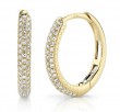 14k Yellow Gold Pave Diamond Huggie Hoop