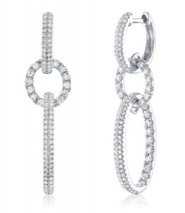 14k White Gold Oval Diamond Drop Earrings