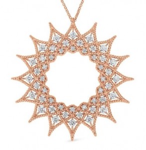 Roberto Coin Rose Gold Barocco Diamond Pendant Necklace