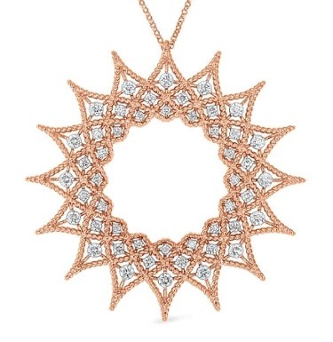 Roberto Coin Rose Gold Barocco Diamond Pendant Necklace