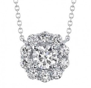 14k White Gold Diamond Pendant With 0.79 Carats of Round Diamonds.