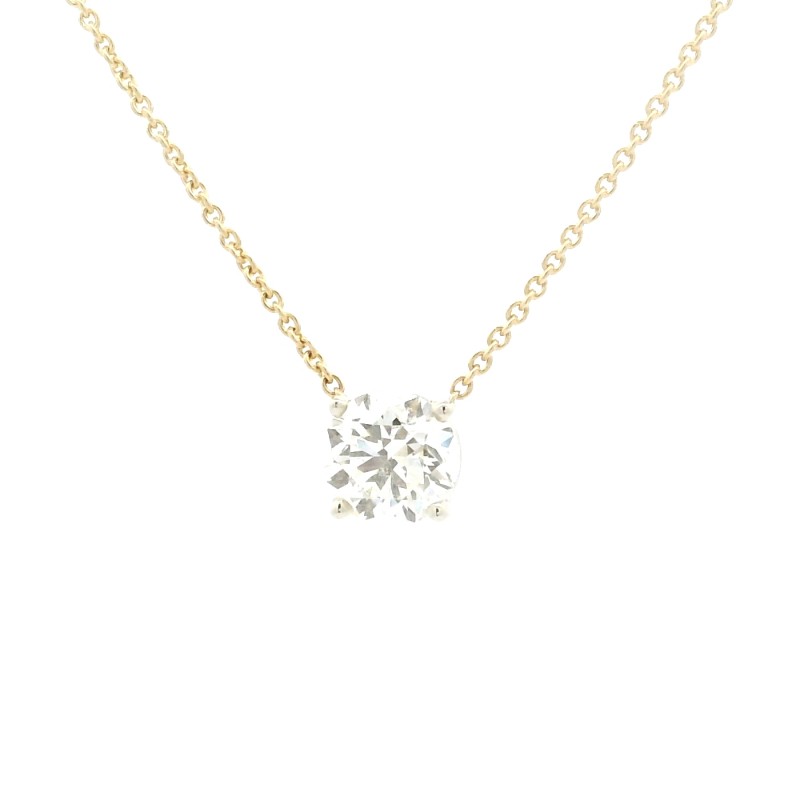 1.02 Carat 18k Yellow Gold Round Diamond Pendant