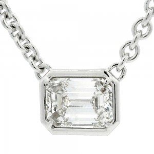 18k White Gold Rahaminov Illusion Bezel Set Emerald Cut 4.05 Carat Diamond Pendant